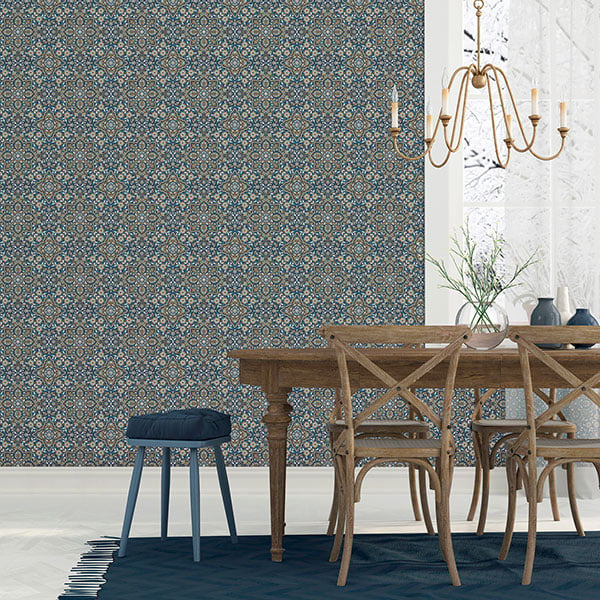 Galerie Wallpaper Product code: FH37542R - Homestyle Wallpaper Collection - White Blue Gold Colours -  