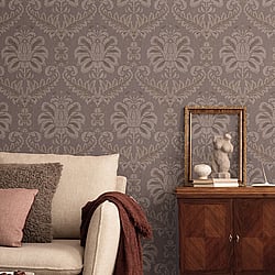 Galerie Wallcoverings Product Code 35928 - Ornamenta Wallpaper Collection - Purple Gold Colours - Traditional Damask Design