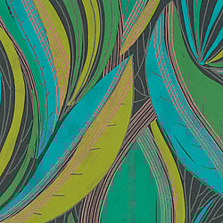 Galerie Wallcoverings Product Code HZ62063 - Horizon Wallpaper Collection - Yellow Green Black Colours - Flowing Leaf Design