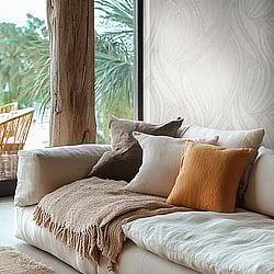 Galerie Wallcoverings Product Code HZ62067 - Horizon Wallpaper Collection - Metallic White Colours - Flowing Leaf Design