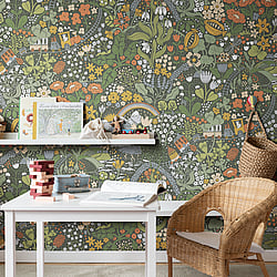 Galerie Wallcoverings Product Code RD29037 - Resan Wallpaper Collection - Landscape dark Colours - Tåget - Digital wall panel Design