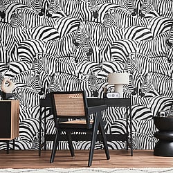 Galerie Wallcoverings Product Code WH45239M - Welcome Home Murals Wallpaper Collection - Black, White Colours - Cluster of Zebras Design