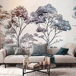 Galerie Wallcoverings Product Code WH45267M - Welcome Home Murals Wallpaper Collection - Blue, Yellow, White Colours - Elegant forest motif Design